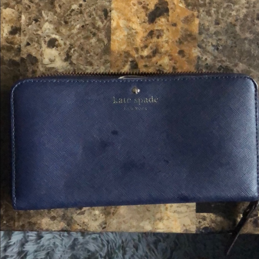 Kate Spade navy blue zipper wallet